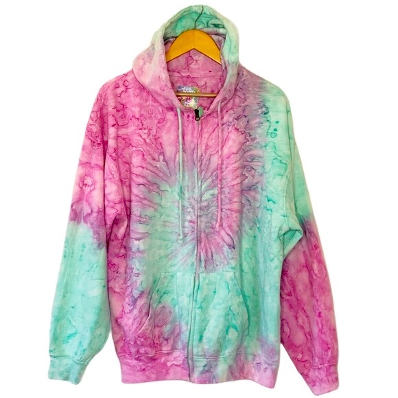 Exist Pink & Green Tie Dye Hoodie - Picture 1 of 5